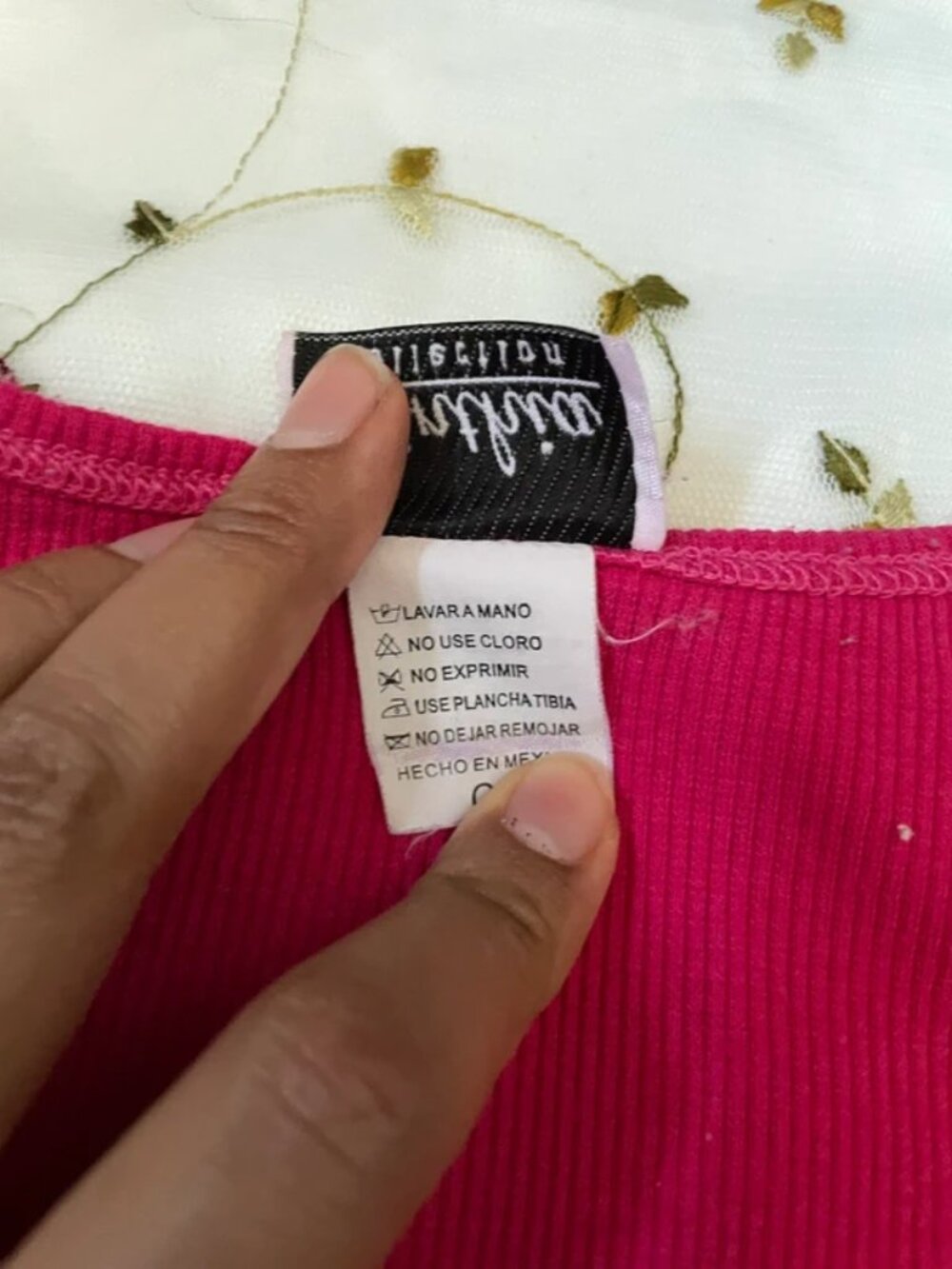pink rhinestone ribbed tank top - Picture 4 of 4